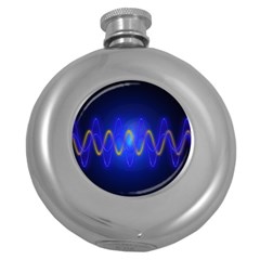 Light Shining Blue Frequency Sine Round Hip Flask (5 Oz) by Pakrebo