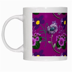 Flower Background Wallpaper White Mugs by Pakrebo