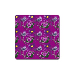 Flower Background Wallpaper Square Magnet by Pakrebo