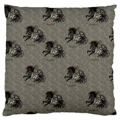 Awesome Steampunk Horse With Wings, Wonderful Pattern Large Cushion Case (two Sides) by FantasyWorld7