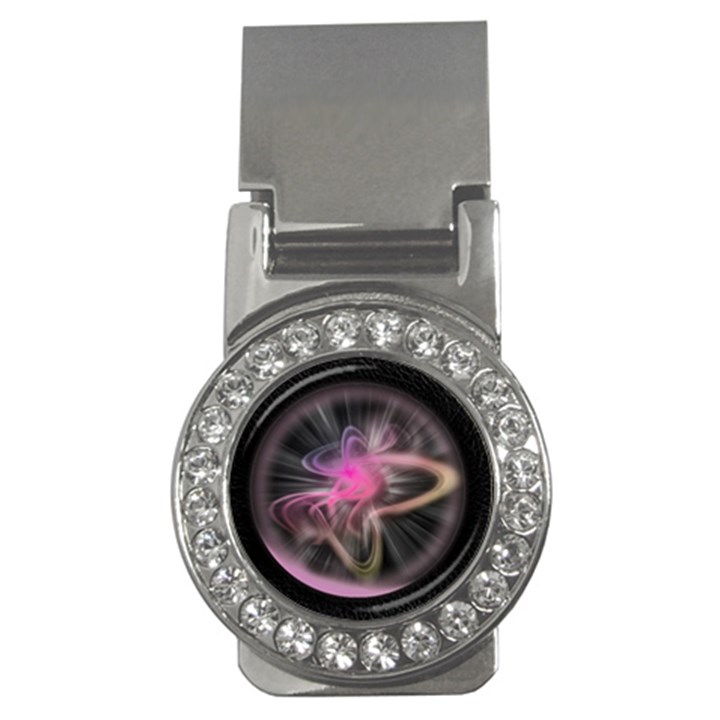 Stress Fractal Round Ball Light Money Clips (CZ) 