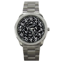 Dark Abstract Print Sport Metal Watch by dflcprintsclothing