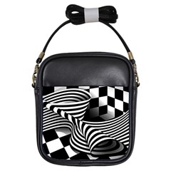 Op Art Black White Drawing Girls Sling Bag by Pakrebo