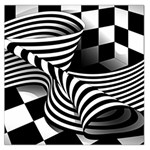 Op Art Black White Drawing Large Satin Scarf (Square) Front