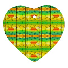 Birds Beach Sun Abstract Pattern Ornament (Heart)