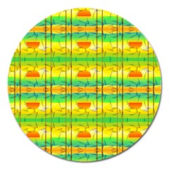 Birds Beach Sun Abstract Pattern Magnet 5  (round) by Pakrebo