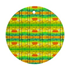 Birds Beach Sun Abstract Pattern Round Ornament (Two Sides)