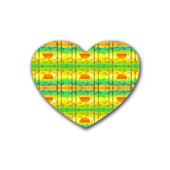 Birds Beach Sun Abstract Pattern Heart Coaster (4 pack) 