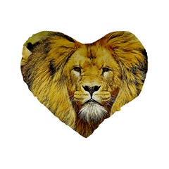 Lion Lioness Wildlife Hunter Standard 16  Premium Flano Heart Shape Cushions by Pakrebo