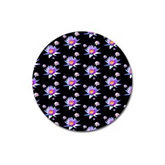 Flowers Pattern Background Lilac Magnet 3  (round) by Pakrebo