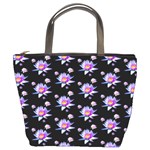 Flowers Pattern Background Lilac Bucket Bag Front