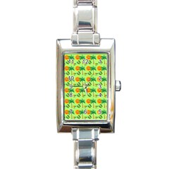 Holiday Tropical Smiley Face Palm Rectangle Italian Charm Watch by Pakrebo