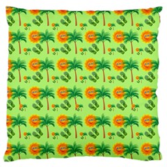 Holiday Tropical Smiley Face Palm Large Cushion Case (two Sides) by Pakrebo