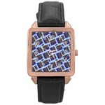 Abstract Pattern Seamless Artwork Rose Gold Leather Watch  Front