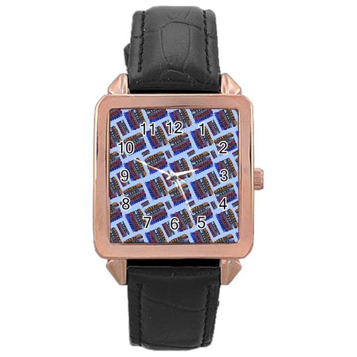 Abstract Pattern Seamless Artwork Rose Gold Leather Watch 