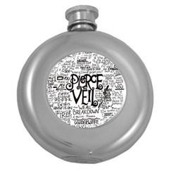 Pierce The Veil Music Band Group Fabric Art Cloth Poster Round Hip Flask (5 Oz)