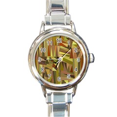 Earth Tones Geometric Shapes Unique Round Italian Charm Watch by Mariart