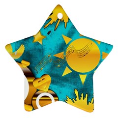 Gold Music Clef Star Dove Harmony Ornament (star) by Alisyart