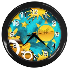 Gold Music Clef Star Dove Harmony Wall Clock (black) by Alisyart