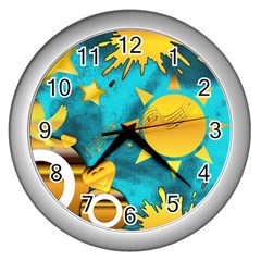 Gold Music Clef Star Dove Harmony Wall Clock (silver)