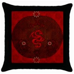 Awesome Chinese Dragon, Red Colors Throw Pillow Case (Black) Front