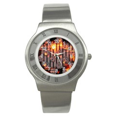 Music Notes Sound Musical Audio Stainless Steel Watch by Mariart