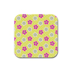 Traditional Patterns Plum Rubber Square Coaster (4 Pack) 