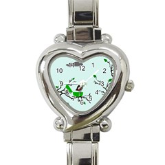 Birds Tree Animal Black Tree Green Heart Italian Charm Watch by Alisyart