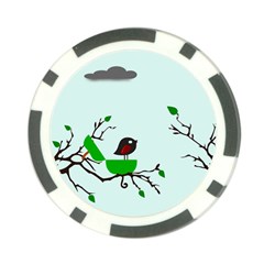 Birds Tree Animal Black Tree Green Poker Chip Card Guard