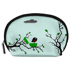 Birds Tree Animal Black Tree Green Accessory Pouch (large)