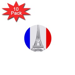 Eiffel Tower France Flag Tower 1  Mini Buttons (10 Pack) 