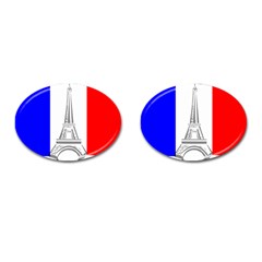 Eiffel Tower France Flag Tower Cufflinks (oval)