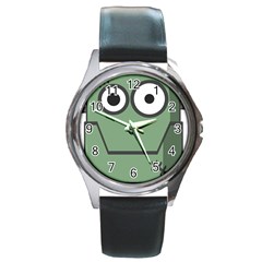 Cartoon Cute Frankenstein Halloween Round Metal Watch