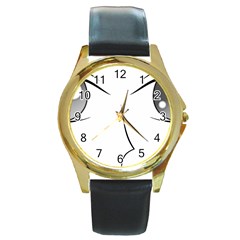 Eyes Manga Anime Female Cartoon Round Gold Metal Watch