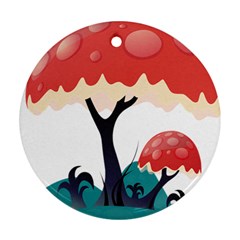 Tree Art Trunk Artwork Cartoon Round Ornament (two Sides)