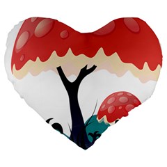 Tree Art Trunk Artwork Cartoon Large 19  Premium Flano Heart Shape Cushions