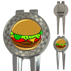 Hamburger Cheeseburger Fast Food 3-in-1 Golf Divots by Sudhe