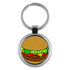 Hamburger Cheeseburger Fast Food Key Chains (round) 