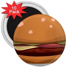 Hamburger Cheeseburger Burger Lunch 3  Magnets (10 Pack) 