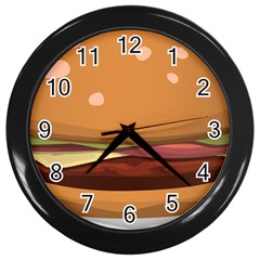 Hamburger Cheeseburger Burger Lunch Wall Clock (black)