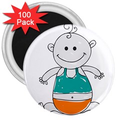 Baby Cute Child Birth Happy 3  Magnets (100 Pack)