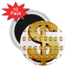 Dollar Money Gold Finance Sign 2 25  Magnets (10 Pack) 