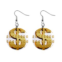 Dollar Money Gold Finance Sign Mini Button Earrings by Mariart