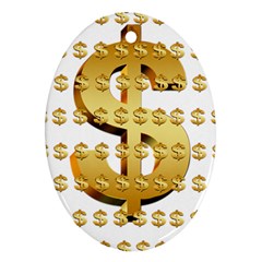 Dollar Money Gold Finance Sign Oval Ornament (two Sides) by Mariart