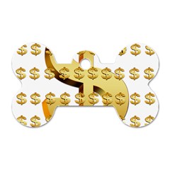 Dollar Money Gold Finance Sign Dog Tag Bone (one Side) by Mariart