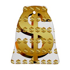 Dollar Money Gold Finance Sign Bell Ornament (two Sides)