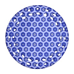 Hexagonal Pattern Unidirectional Blue Round Filigree Ornament (two Sides)