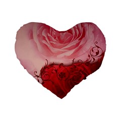 Elegant Floral Design, Wonderful Roses Standard 16  Premium Heart Shape Cushions by FantasyWorld7