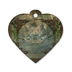 Celtic Knot On Vintage Background Dog Tag Heart (one Side) by FantasyWorld7