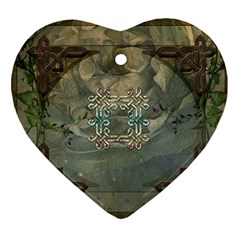 Celtic Knot On Vintage Background Ornament (heart) by FantasyWorld7